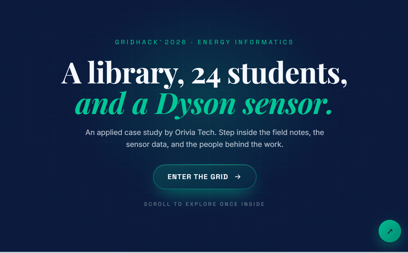 GridHack 2026 case study: A library, 24 students, and a Dyson sensor. An applied case study by Orivia Tech.